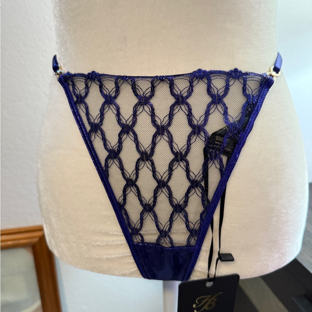Honey Birdette Celeste Blue Geometric Mesh Panties